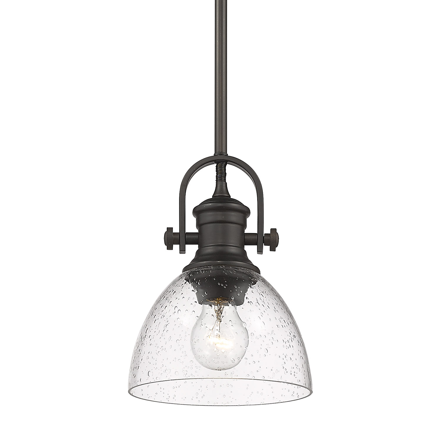 Golden Lighting-3118-M1L RBZ-SD-Hines - 1 Light Pendant-9.13 Inches Tall and 6.88 Inches Wide Rubbed Bronze Seeded Black Finish